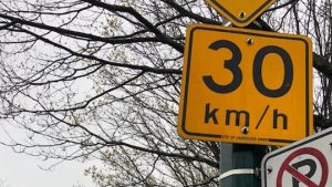 30km/h speed sign in City of Vancouver